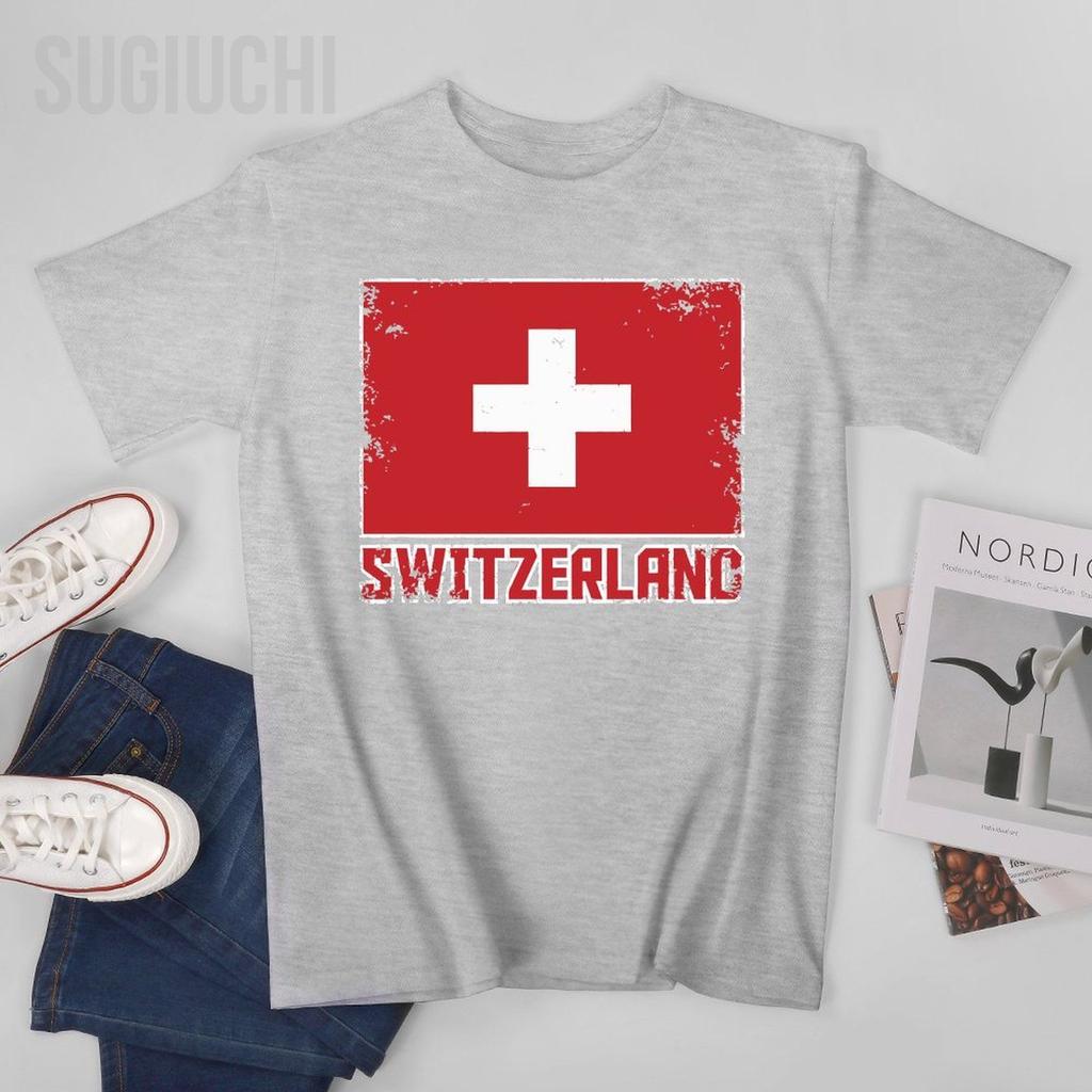 Unisex Vintage Switzerland Flag Suisse Swiss Tshirt Tees Oneck T Shirts WoUnisex Boys 100 Cotton TShirt