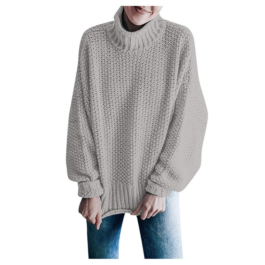 Женский свободный повседневный однотонный свитер с круглым вырезом, пуловер с толстой нитью, топ