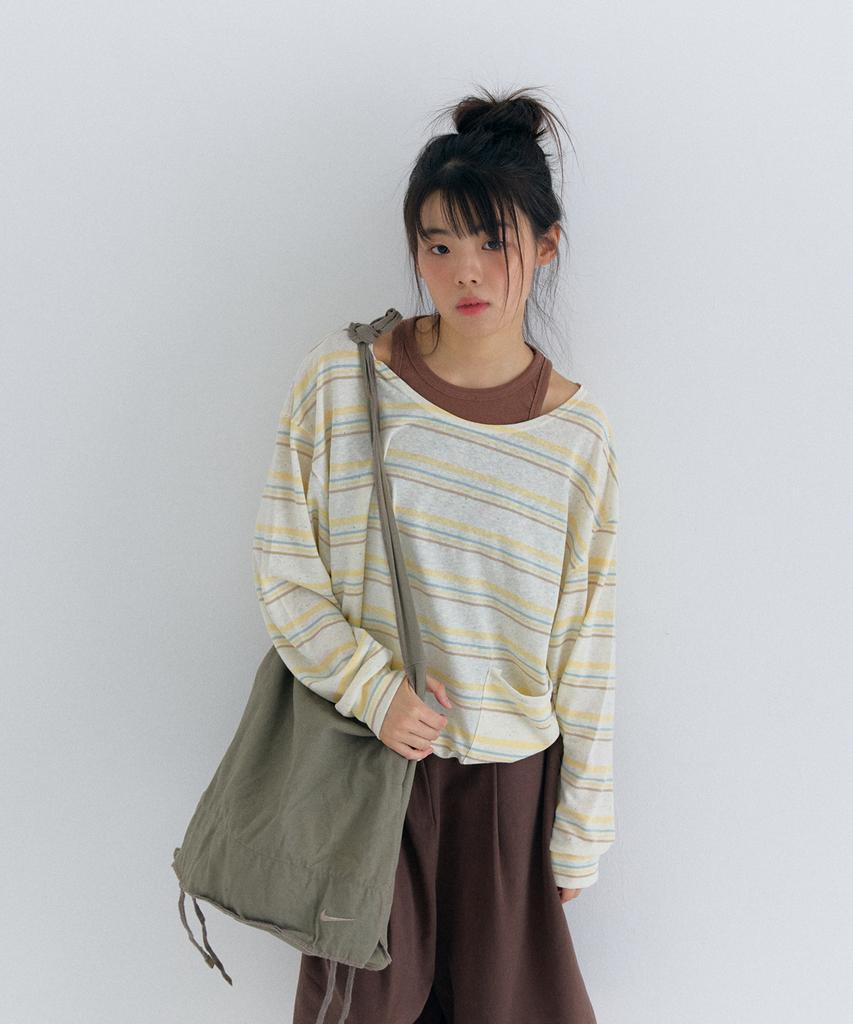 Желтая футболка с длинным рукавом Peulleoti Stripe Comfort