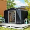 Metal Tool Shed with Sliding Doors and Ventilation Windows, 277 x 195 x 192 cm, Dark Grey