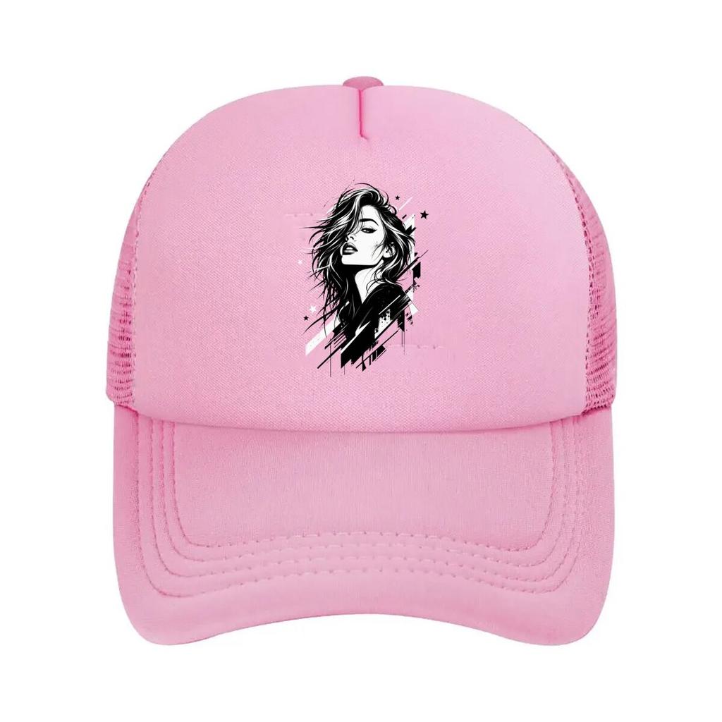 Monochrome Windblown Rebel Glam Port Mesh Baseball Cap Polyester Forward Observations Hat Adjustable Golf Hat Summer