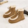 Женские зимние ботинки на толстой подошве 2025 новые нескользящие кожаные водонепроницаемые утолщенные короткие хлопковые ботинки бархатные короткие ботинки