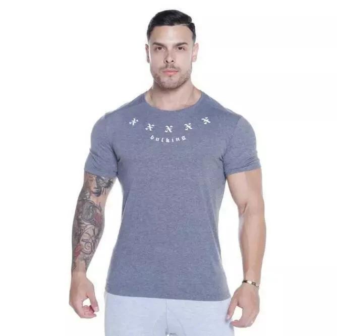 Мужская хлопковая футболка для тренажерного зала, бодибилдинга, спортивная, облегающая, для фитнеса, повседневная, с коротким рукавом, унисекс, мужская, женская, летняя