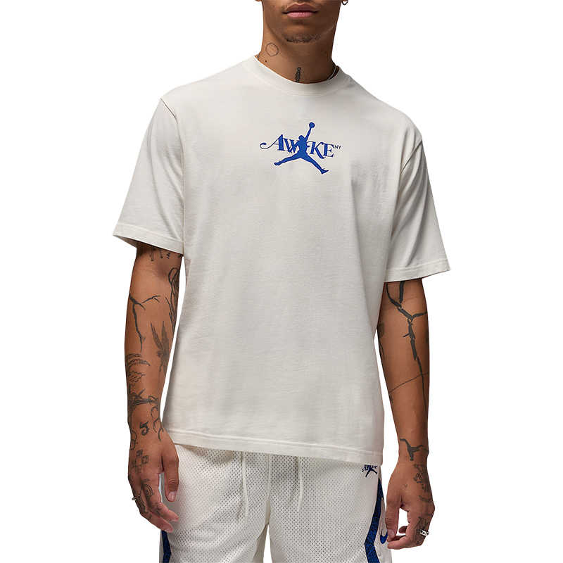Jordan X Awake NY Collaboration Simple Logo Letter Повседневная спортивная футболка с коротким рукавом унисекс футболка белая FV9914-133