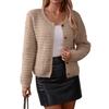 Women's Fashion Casual Thick Round Neck Long Sleeve Button Knit Sweater Cardigan Jacket