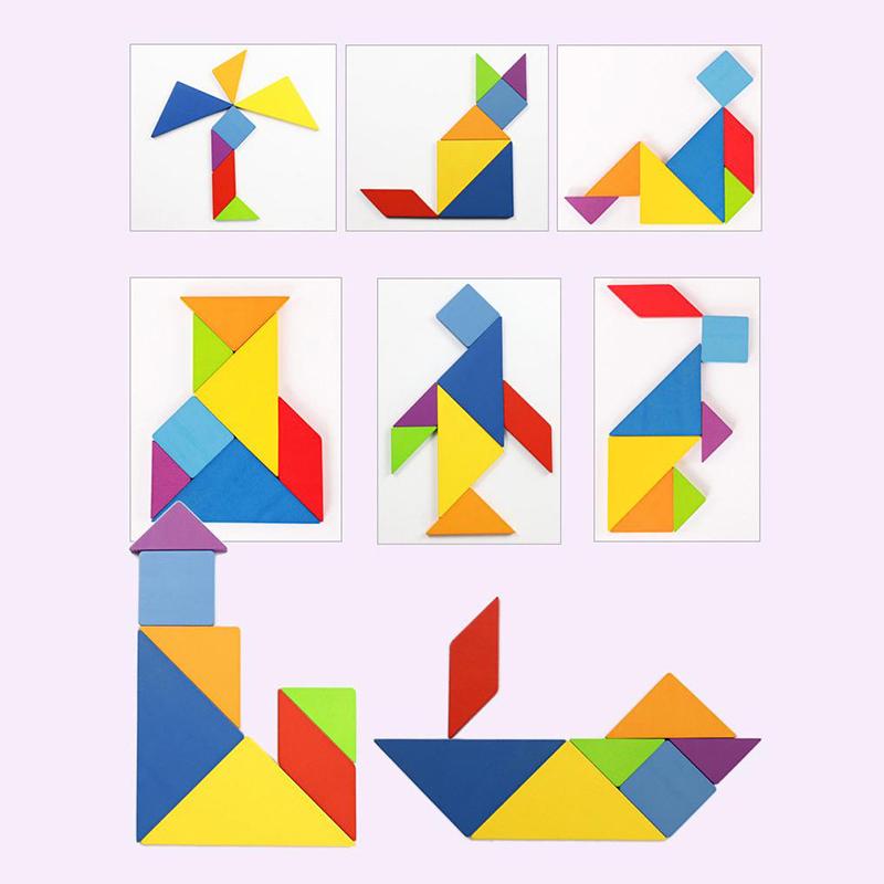 3D Wooden Pattern Animal Jigsaw Puzzle Colorful Tangram Toy Kids Montessori Early Education Sorting Games Toys Children Gift