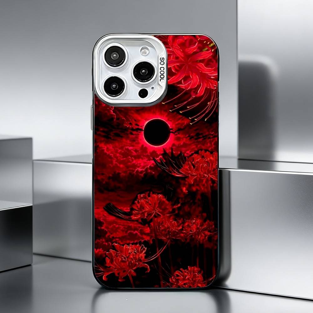 R-Красный S-Паукообразная лилия F-Цветы Чехол для телефона для iPhone 17,16,15,14,13,12,11 Plus,Pro Max,XS,Цветной серебряный чехол для телефона