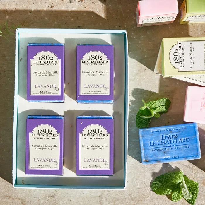 Savon de Marseille 4-pack box (Mint) (Large)