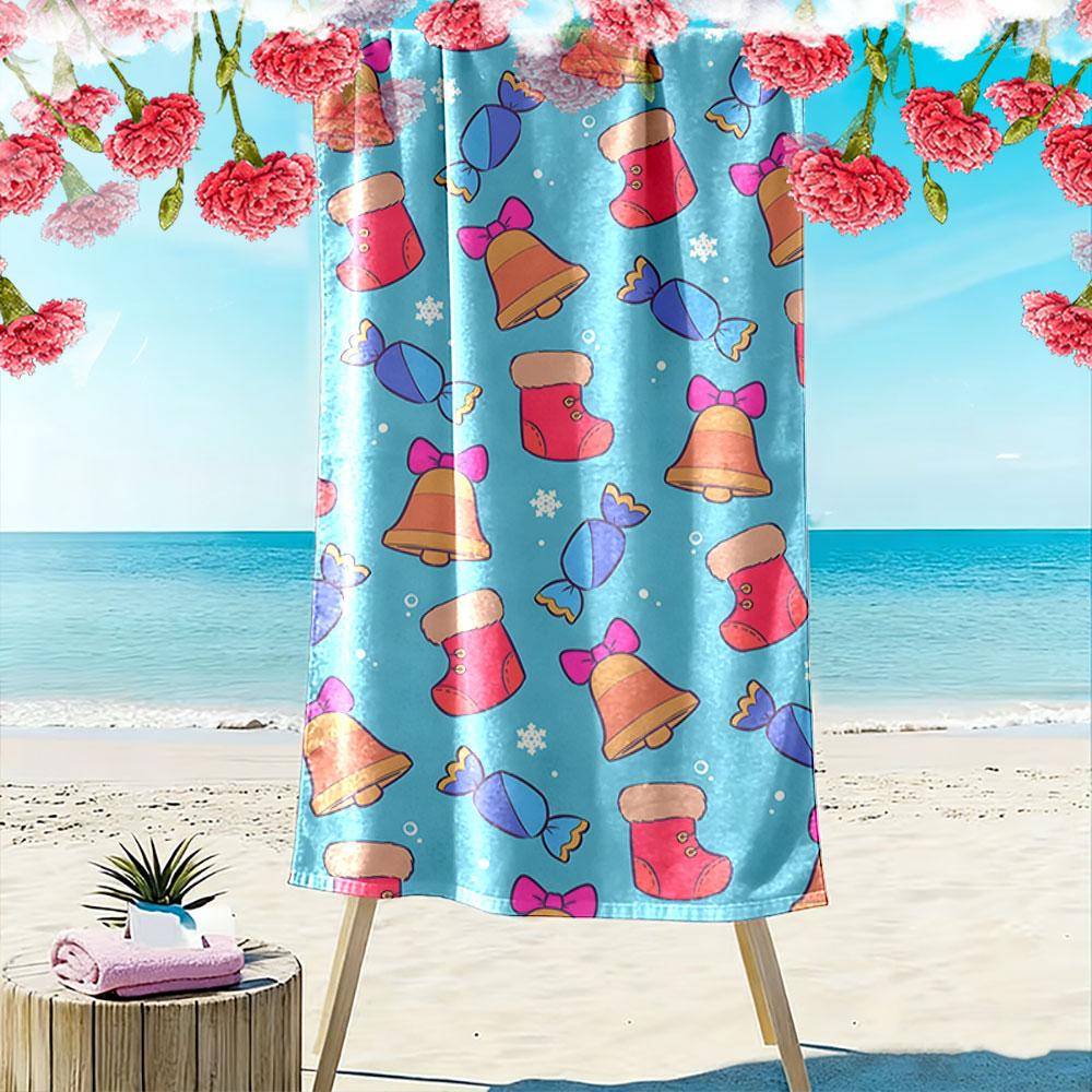 Whimsical festive charm Print beach towel, quick drying, suitable for travel, outdoor sports, jogging, the beach and swimming, gift