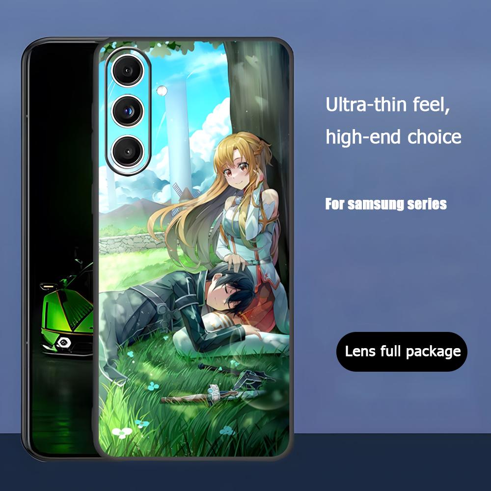 Крутой чехол для телефона Sword Art Online в стиле аниме для Samsung Galaxy S25 S24 S23 S22 S21 S20 Plus Ultra Note20 Мягкий черный