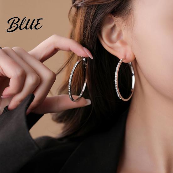 Party Earrings Large Rhinestone Hoop for Women Big Cubic Zirconia