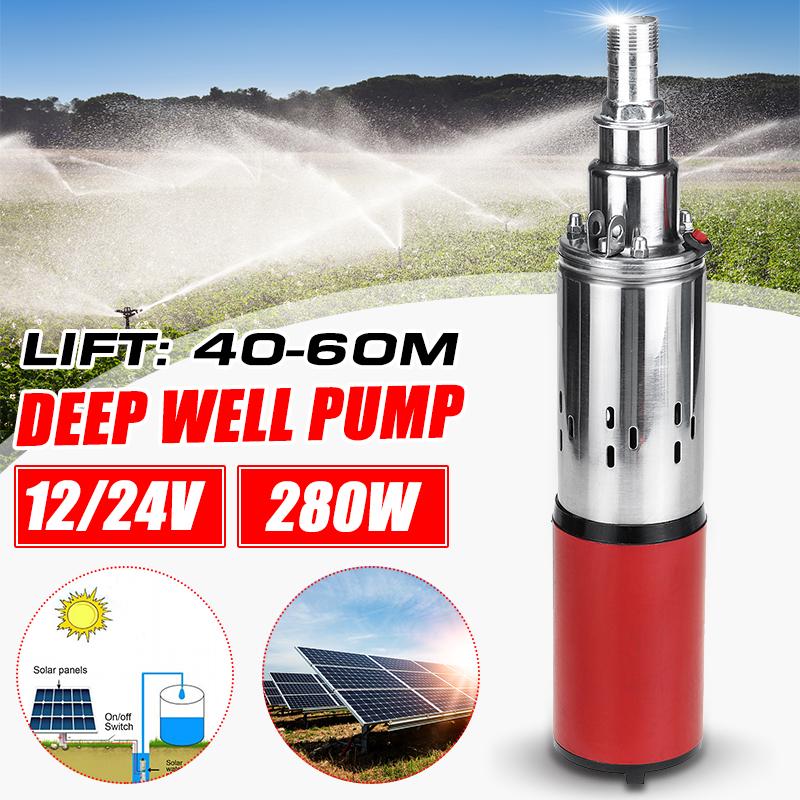 60 м, 12 В/24 В, солнечный водяной насос, 280 Вт, глубокий скважинный насос с высоким подъемом, винтовой погружной насос постоянного тока, сельскохозяйственный ирригационный сад, дом