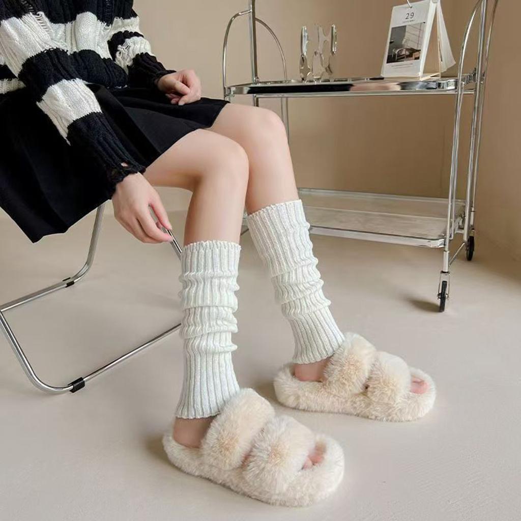 Christmas Gift Warm Wool Knitted Leg Warmers Footless Calf Socks Boho Winter Protective Stocking For Women Girls