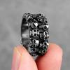 Stainless Steel Man Men Rings Punk Rock Gothic HipHop Domineering Multiple Skull Carving for Biker Male Boy Fashion Jewelry Gift