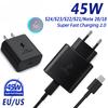 45w Charger Usb Type C Pd 45 W Super Fast Charging 2.0 Chargeur Cable Galaxy S24 S23+ S22 S21 Ultra Note 20 10 Tab S9