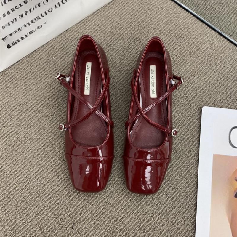 Туфли Мэри Джейн для женщин, 2024 г., женские туфли на одинарном каблуке в стиле ретро, ​​мягкие и удобные красные балетки Zapatos De Mujer
