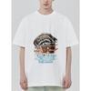 White T Shirt with Raccoon and Text Print for Casual Wear