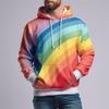 Simple Rainbow Graffiti Cotton Comfortable Men's Fashion Hoodie Sweatshirt