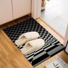 Black And White Stripes With Shield Printed Office Carpet Chair Cushion  Entryway Rug, Rugs for Living Room, Bedroom Christmas gifts