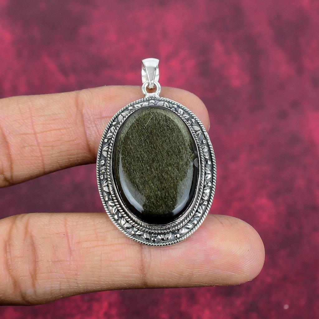 Серебряный кулон Silversheen Obsidian 925 пробы, ювелирные изделия с подвеской из драгоценных камней ручной работы, подарки для жены, абсолютно новый кулон