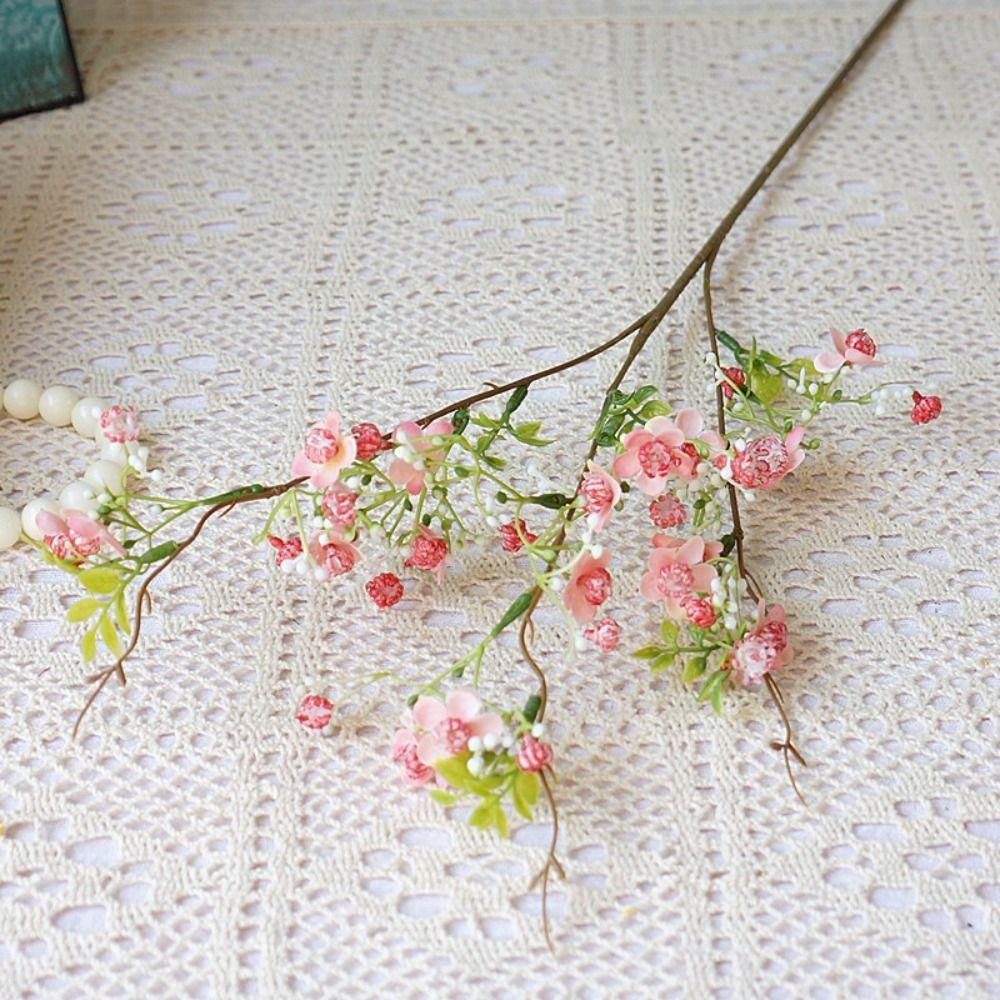 With Leaf Artificial Flower Single Small Flowers Plum Blossom Household Silk Flower Courtyard