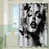 Artistic Female Portrait Shower Curtain Black Ink Splatter Butterflies Bold Design Bathroom Decor 3D Print Waterproof Bath