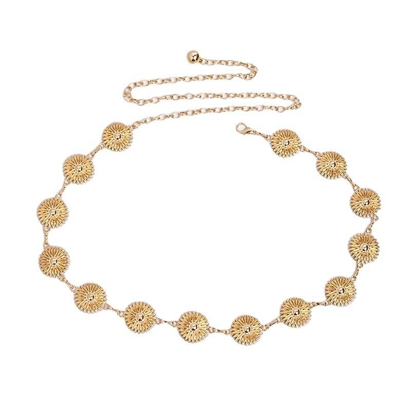 Daisy Metal Decorated Flower Carved Waist Chain Women Fashion Waist Jewelry