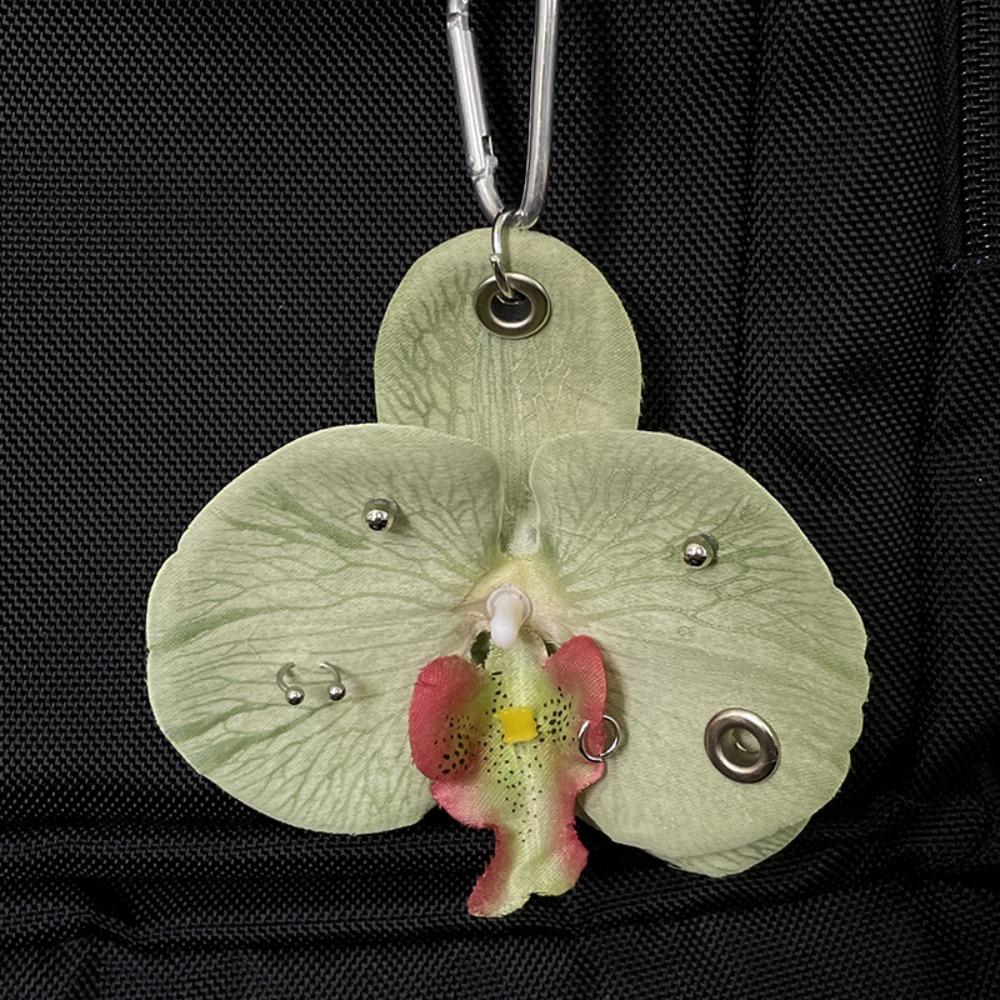 Gifts Phalaenopsis Orchid Keychain Cloth Backpack Hangings Decor Simulation Flower Keyring  Bag