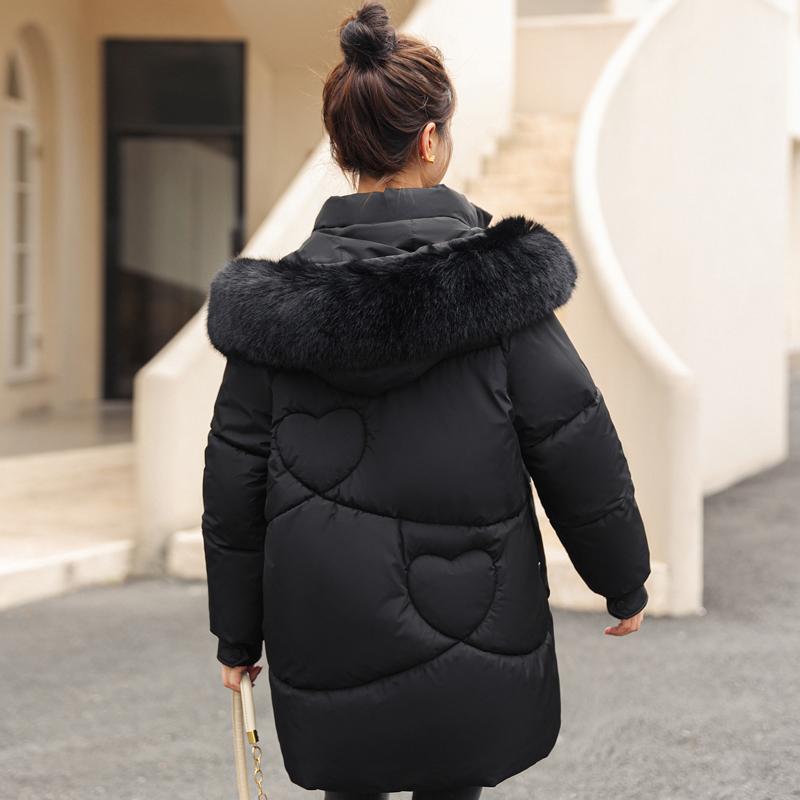Fashion Winter Women's Cold Coat Hooded 2023 Faux Fur Collar Thick Warm Oversize Parkas Korean Style Winter Jacket With Big Pockets