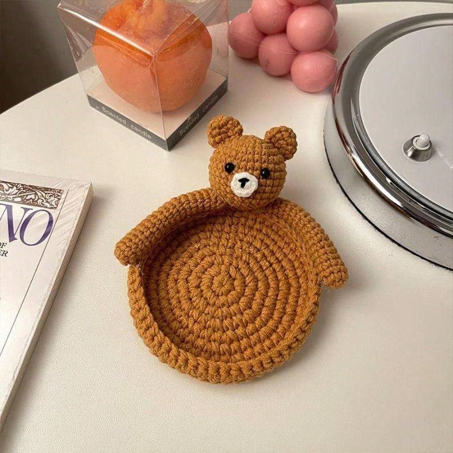 1pc,Crochet Animal Cup Coaster,Handmade Woven Drink Mat, DIY Desk Decor, Housewarming Cup Gift ,Graduation Gift