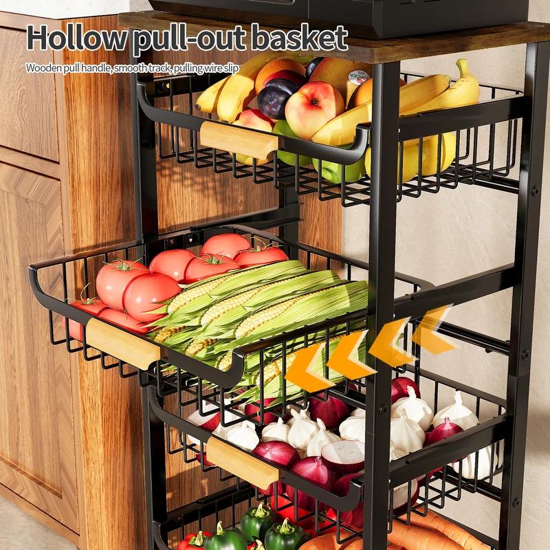 Door-Shaped Slanted Drawer Mobile Storage Rack for Kitchen Fruits and Vegetables Rolling Cabinet Basket Organizer