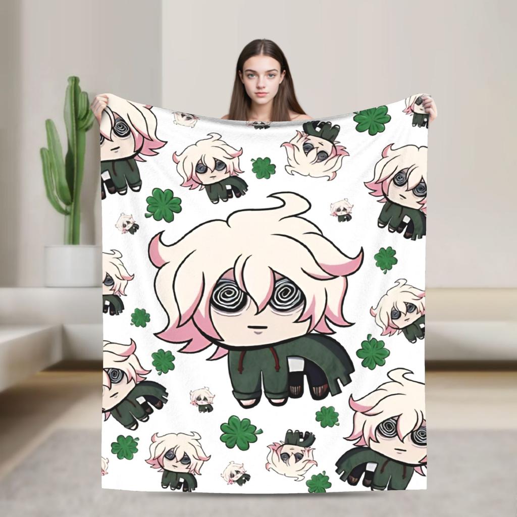 Warm BlanketKids Adult Travel Nagito Komaeda  Throw Blanket  Flannel Bedspread For Home Decor Funny Sofa Bed Cover