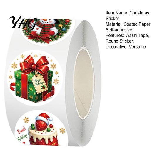 DIY Christmas Gift Tags Round Stickers, Santa Claus Snowman And Gingerbread Patterns Print, Label Stickers Self Adhesive Holiday Envelope Seals