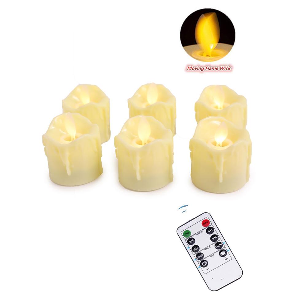 1Pcs LED Candle Light Remote Battery Operated Electric Decorative Candles Flickering Moving Wick Christmas Swing Candle Lamps