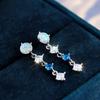 Стильные и Модные Новые Круглые Белые Серьги с Микро-Инкрустацией Морскими Голубыми Бриллиантами