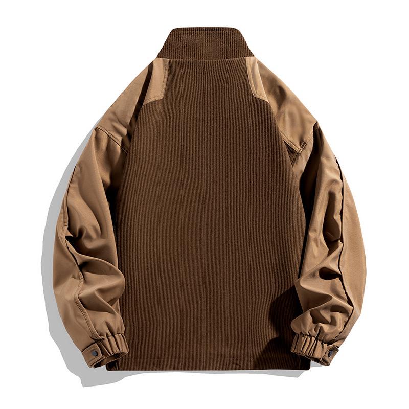 Мужская новая весенняя вельветовая куртка-бомбер с воротником-стойкой, Американское повседневное мужское пальто в стиле ретро