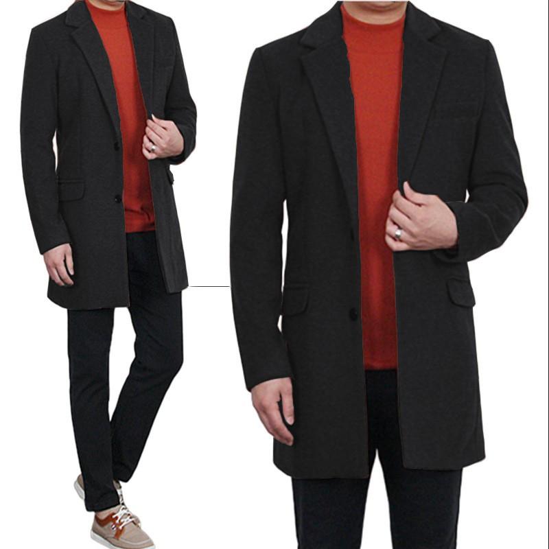 Handsome British Style Mens Wool Blend Coat Thick Winter Overcoat Young Men