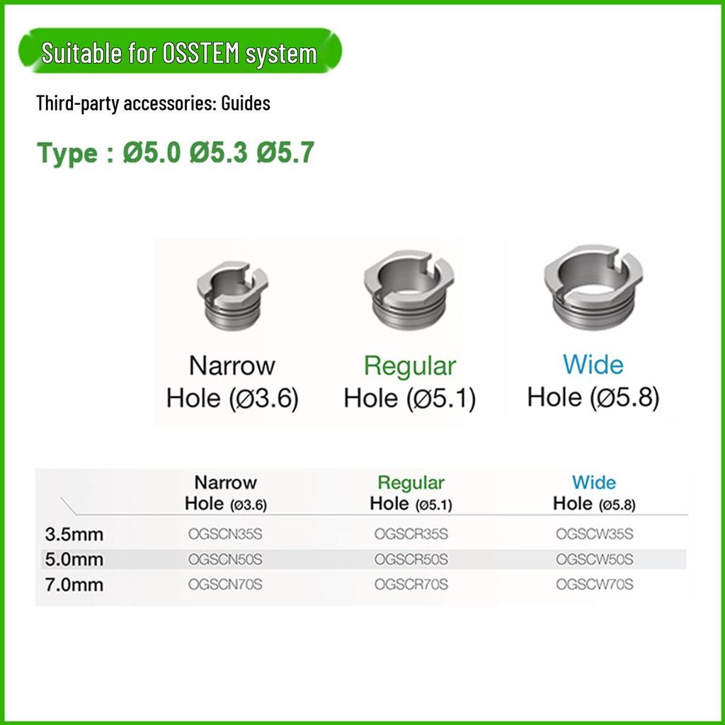 Osstem Implant Guide: Ring, Abutment, Screw, Drill Bit, Full/Half Process, Implant Sleeve & Membrane Screw Tool