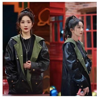 Черная куртка из натуральной кожи с капюшоном средней длины, женская, осень-зима