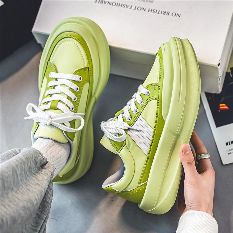 Новые стильные кроссовки Harajuku Green Platform Sneakers для мужчин, весна-осень, массивная уличная обувь, дизайнерская обувь, оригинальные мужские кроссовки, скидки