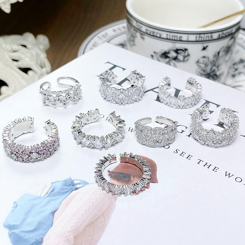 Взрывной Лед Бриллиант Цыганская Звезда Полный Бриллиантов Цир*****Пен Кольцо Нишевое Изысканное Легкая Роскошь Высококлассное Кольцо Женщина