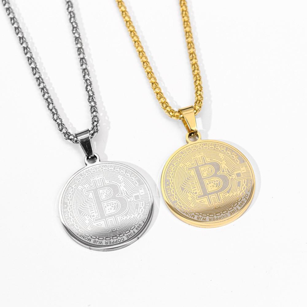 Fashionable New Bitcoin Pendant Necklace Round Bitcoin Pendant Necklace