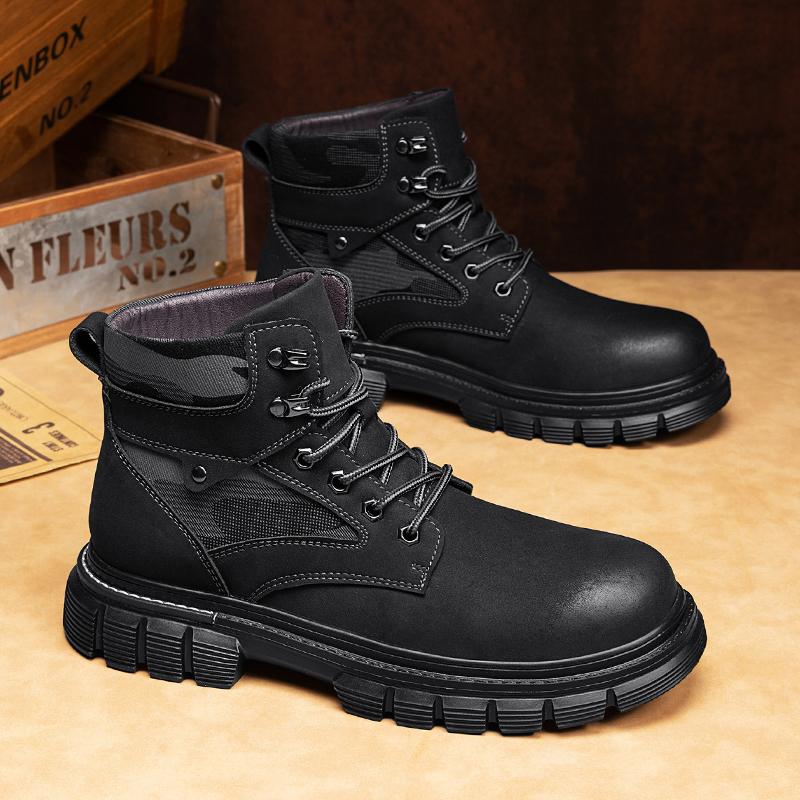 Fashion Fashion Autumn Winter High Top Shoes for Men New Designer Ankle Boots Male Casual Botas Male Lace Up Platform Motorcycle Boots