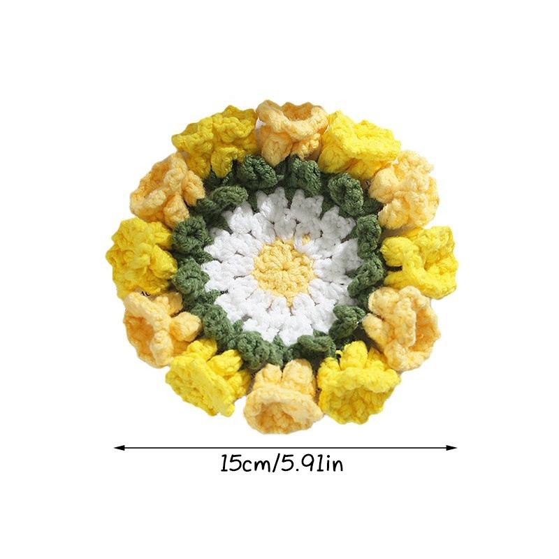 Вязаная подставка под чашку «Ландыш», вязаная подставка под цветок, вязаная салфетка под букет, подставка под чашку, коврик под кофейную кружку, подарок на День матери