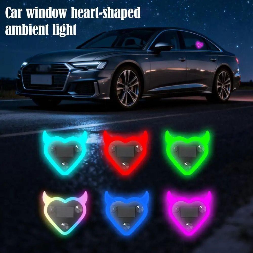Suction Cup Car Solar Light Plastic Devil Heart-shaped Light Window Decoration