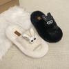 Thick-soled fluffy slippers for women to wear 2025 new autumn and winter fashion plush shoes go out versatile cotton slippers