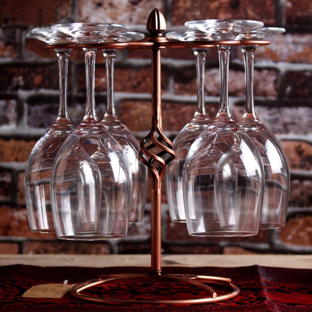 6 Hooks Wine Glass Holder Metal Cup Rack Retro Stemware Rack Restaurant