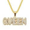 Studded with Diamond Pendant Alphabet Necklace Hipster Man Street Cool Personality Exaggerated Accessories