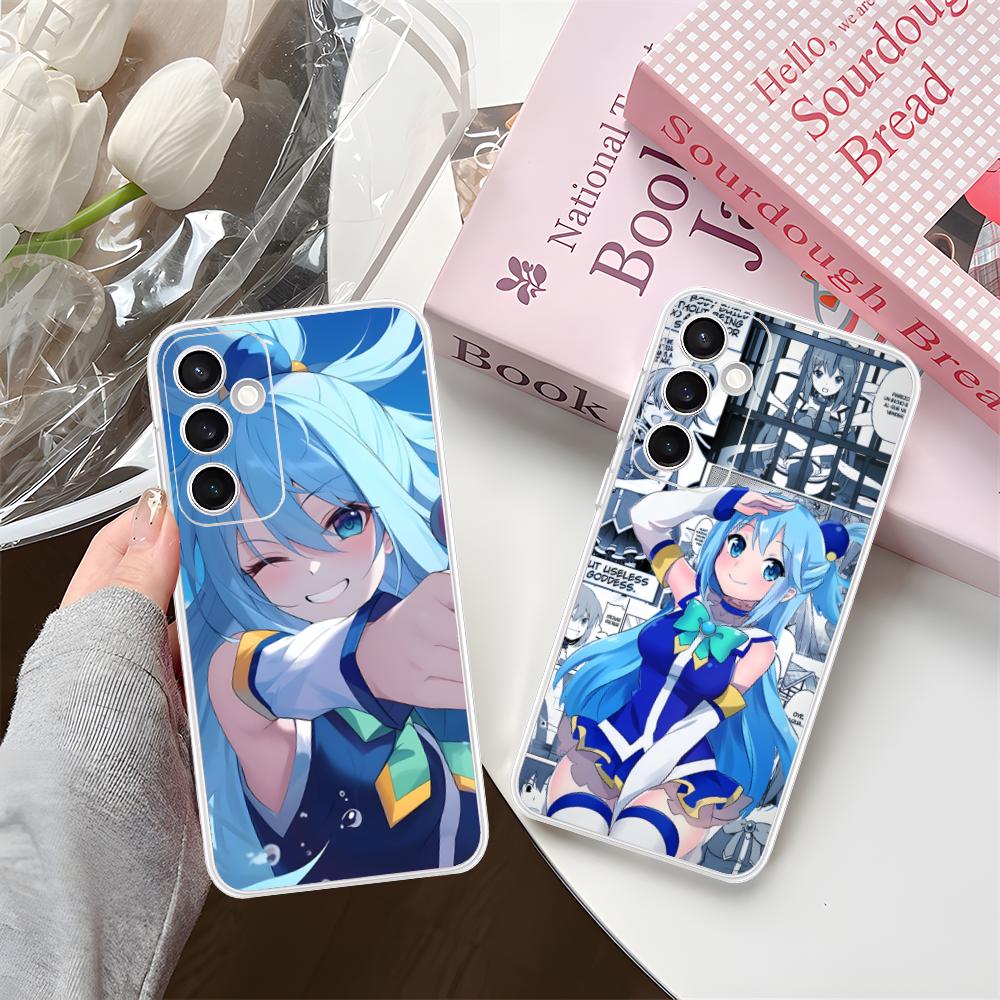 Чехол для мобильного телефона Konosuba Aqua для Samsung Galaxy S25 S24 S23 S22 S21Plus FE Ultra Прозрачный Цветной Защитный Смартфон Красивый