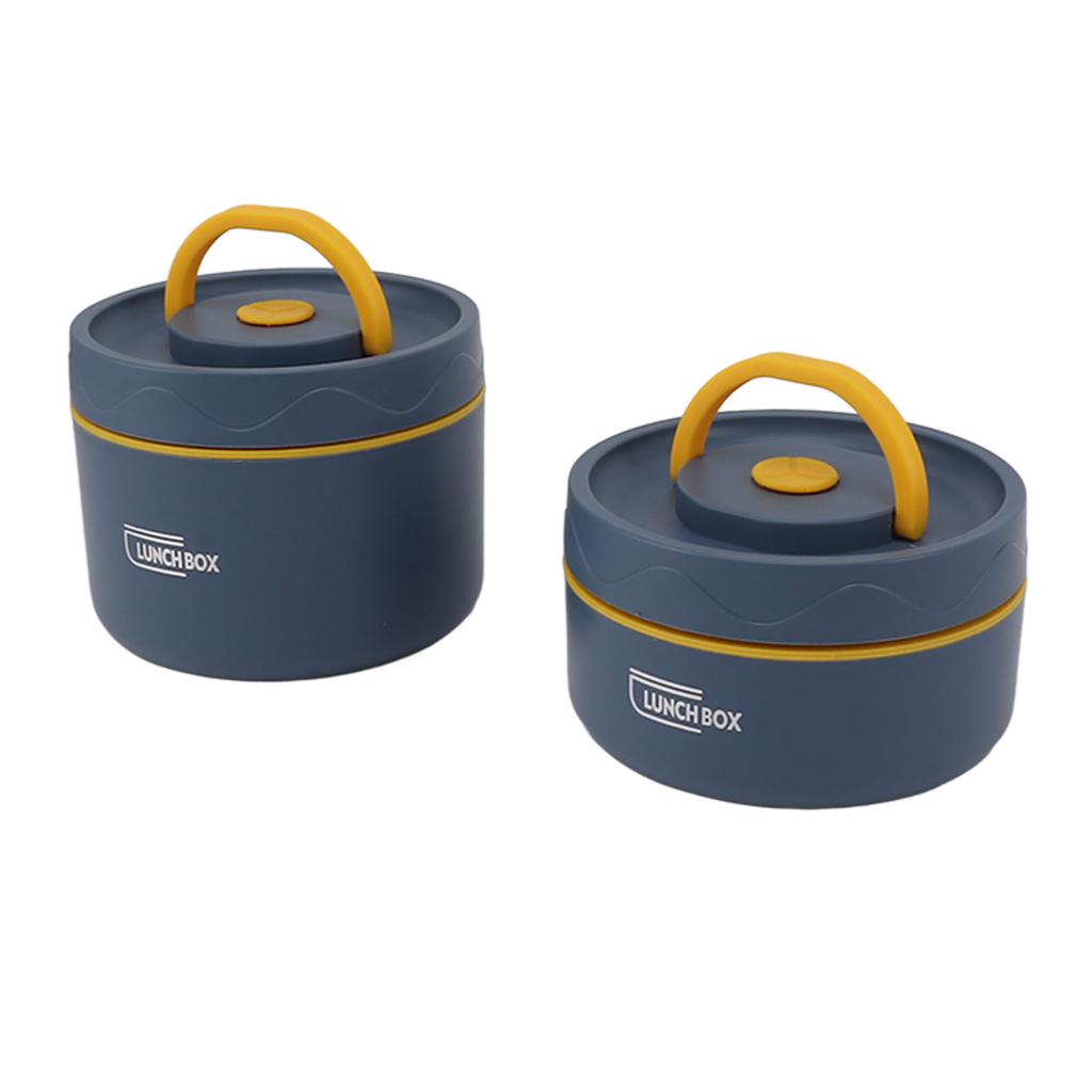 Bento Lunch Box Round with Lid Bag Leakage Proof Stainless Steel Safe Large Capacity Easy Clean